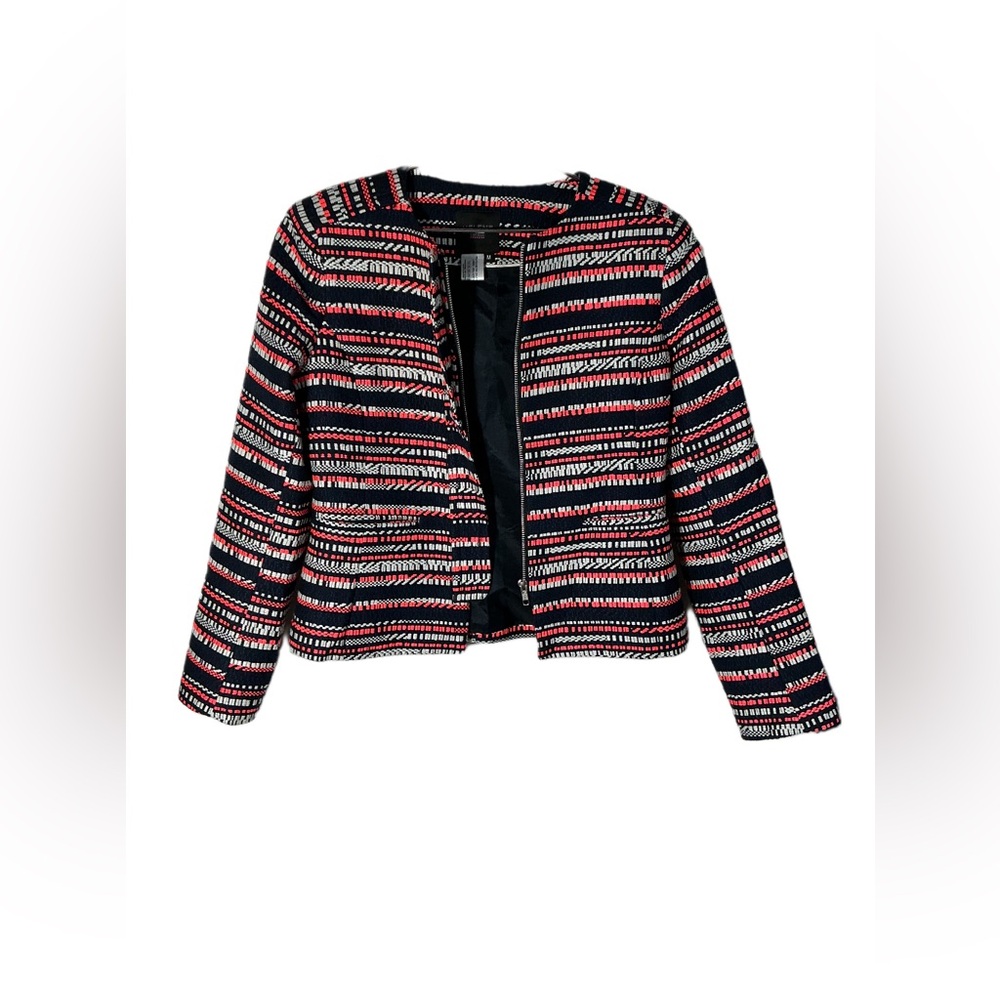 Chic Striped Women's Blazer in Black and Red - Picture 2 of 3